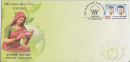 India  2012  Save Girl - Save Earth  Special Cover # 50086 - Lettres & Documents