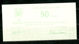 ESTLAND Estonia Estonie 1992 Provisional Money 50 Rubel Tartu Dorpat UNC - Estonia