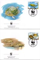 SAINT THOMAS. N°1321-4 Sur 4 Enveloppes 1er Jour (FDC´s) De 2001. WWF Tortue Marine. - Schildkröten
