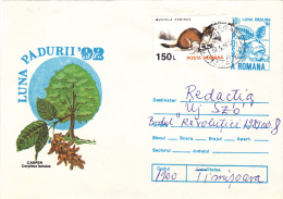 MONTH OF THE FOREST `92, CARPINUS BETULUS,COVER STATIONERY, 1992,ROMANIA - Brieven En Documenten