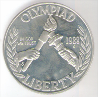 STATI UNITI 1 DOLLAR 1988 OLYMPIAD USA SILVER FONDO SPECCHIO - Commemorative