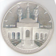 STATI UNITI 1 DOLLAR 1984 XXII OLYMPIAD LOS ANGELES SILVER FONDO SPECCHIO - Gedenkmünzen