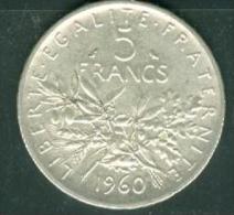 Piece 5 Francs Argent Silver , Année 1960 - Pia5903 - 5 Francs