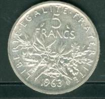 Piece    5 Francs Argent Silver , Année 1963   - Pia6103 - 5 Francs