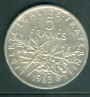 PIECE 5 FRANCS ARGEN T / SILVER   Année 1963   - Pia6404 - 5 Francs
