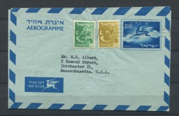 Israel 1957 Upgrated Postal Stationary  Letter To USA  (Wrapper) - Cartas & Documentos