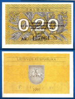 Lituanie 0.20 Talonas 1991 Avec Texte Nombre Noir 3 Lignes Neuf UNC Plant Litu Paypal Skrill Bitcoin Ok - Lituania