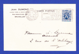 JEAN DUMONT, AVOCAT -- CACHET PARFAIT - BRUXELLES (Q.L.)( / BRUSSEL(L.W.) - 23.V.1933 - Brieven En Documenten