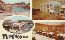 Tucson AZ Arizona, Flamingo Motel, Room Interior View, Restaurant, Auto, C1960s Vintage Postcard - Tucson