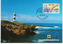 Norway Noruega 1992 Lighthouse Leuchtturm Maximum Card Canceled In Sevilla - Cartoline Maximum