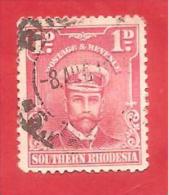 GRAN BRETAGNA COLONIE - RHODESIA DEL SUD - USATO - 1924 - Admiral George V - 0,01 £ Pound - Y & T RH2 - Rhodesia Del Sud (...-1964)