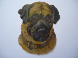 CHROMO   DECOUPIS  GAUFRE  - "  PORTRAIT " DE  CHIEN - Animales