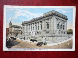 Public Library , Fourth Ave. And Madison St. Washington - Old Cars - Sent To Estonia In 1924 - USA - Used - Seattle