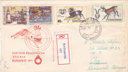 HUNTING,4 STAMPS ON COVER,REGISTERED COVER FDC,1971,CZEHOSLOVAKIA - Lettres & Documents