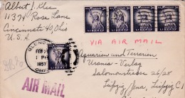 00334 Carta De U.S.A. A Leipzig 1957 - Lettres & Documents