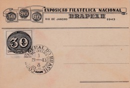 00339 Enteropostal Sin Circular Exposición Filatelica Rio De Janeiro 1943 - Interi Postali