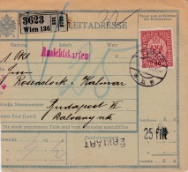 00364 Zollbegleitkarte Österreich Für Ansichtskarten Von Wien  Nach Budapest - Postage Due