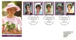 UNITED KINGDOM COVER PRINCES DIANA SET OF 5 X 26 P STAMPS POSTMARKED 03-02-1998 LONDON READ DESCRIPTION!! - Lettres & Documents