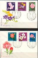 POLAND FDC 1964 GARDEN FLOWERS Plants TULIP DAFFODIL IRIS CARNATION CAMELLIA BEGONIA LILY POPPY PEONY ROSE - FDC