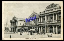 CHEMIN DE FER RAILWAY STATION ROME ITALY POSTCARD CARTE POSTALE STAMP TIMBRE - Trasporti