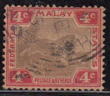 Federated Malay States Used 1904, 4c  Wmk Multi Crown CA, Tiger, Malaysia, Malaya - Federated Malay States