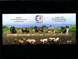 NEW ZEALAND - 1995  SINGAPORE STAMP EXIBITION ANIMALS  MS  MINT NH - Blocks & Sheetlets