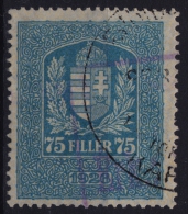 1926 Hungary, Ungarn, Hongrie - Revenue Stamp - 75 F - Steuermarken