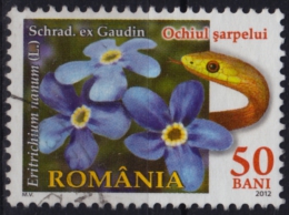 SNAKE - 2012 Romania -  Forget-me-no FLOWER - Used - Serpents
