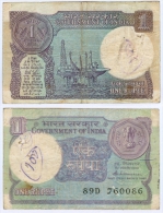 Banknote 1 Indische Rupie Indien India Rupee IR Re Rs Rupien Rupees Geldschein Indian Note - Inde