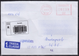 FRANCOTYP Stamp + Priority REGISTERED LETTER To Hungary - Slovakia 2013 - Briefe U. Dokumente