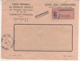 LETTRE RECOMMANDEE EN FRANCHISE DE CLERMONT FERRAND DU 12/6/67 - Frankobriefe
