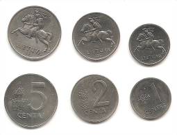 Lithuania / Litauen 1; 2 ;5 Cent / Centai 1991 Horseman - UNC - Lithuania