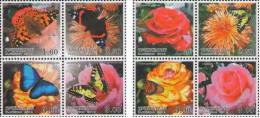 2012 TAJIKISTAN Butterflies And Flowers. 8v (2 Blocks Of 4v) - Tayikistán