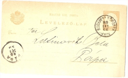 LBR35 - HONGRIE EP CP AVEC REPIQUAGE AU VERSO - VOYAGEE BUDAPEST / PAPA OCTOBRE 1889 - Postal Stationery