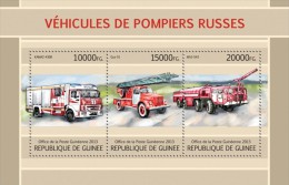 Guinea. 2013  Russian Fire Engines.  Sheet Of 3v + Bl (116) - Otros & Sin Clasificación