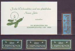 1105t: Christkindl- Leitzettel Grün 3 Farbvarianten, Plus Blau, Plus Weihnachtskarte - Abarten & Kuriositäten