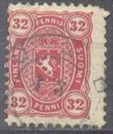 1875-84 Helsinki Printing 32 Penni 11x11 Mi 18Ay / Facit 18 / Sc 23 / YT 20 Used / Oblitéré / Gestempelt [lie] - Used Stamps