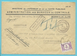 Ongefrankeerde Brief "NECESSITE DE CLORE",getaxeerd (taxe) Met TX 47 Met Stempel TROUVE A LE BOITE/ IN DE BUS... - Lettres & Documents