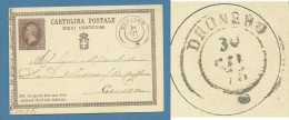 1875 - DRONERO (d.c.) Si Intero Postale N. 1 Per GENOVA - Stamped Stationery