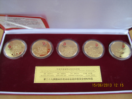 CHINA - BEIJING OLYMPIC GAMES 2008 - FAMOUS FLOWERS MEDALLION SET - VERY UNIQUE SET OF 5 - Bekleidung, Souvenirs Und Sonstige