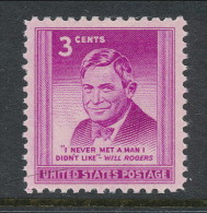 USA 1948 Scott 975, Will Rogers Issue, MNH (**) - Unused Stamps