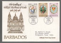 Barbados 1981 FDC Cover ROYAL WEDDING DIANA - Barbados (1966-...)