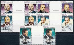 BRITISH ANTARCTIC TERR. 1980 POLAR EXPLORERS New WMK 373 SC#51//59b GUTTER PAIRS MNH SHIPS (DEL03) - Neufs