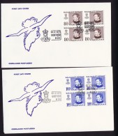 1979    0,80 And 1,60 Queen Margrethe Definitives  FDC Blocks Of 4 - FDC