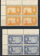 CAYMAN IS 1947 GEORGE VI X Blks Of 4 SC#114-15  MNH SHIPS YACHT MAPS (DEL01) - Kaimaninseln