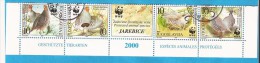 2000 X  2066-69  JUGOSLAVIJA FAUNA BIRDS WWF Partridge FUNGHI  STRIP USED - Oblitérés