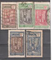 CAMEROUN, 1925, Type Récolte Du Caoutchouc, Lot De 5 Timbres Obl, Yvert N° 112,114,119,122,123, TB, Cote 3,00 Euros - Used Stamps