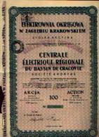 « Centrale électrique Régionale Du Bassin De CRACOVIE Sa » - Action Ordinaire De 100 Zlotys (1935) - Electricité & Gaz