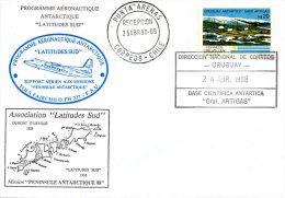 URUGUAY. Enveloppe Commémorative De 1988. Programme Aéronautique Antarctique. Association " Latitudes Sud" - Polare Flüge