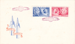 ASTRONAUTS,VOSTOK 5,VOSTOK 6, COVER FDC, 1963,ROMANIA - Briefe U. Dokumente